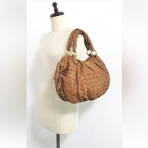 Miu Miu Brown Woven Hobo Bag